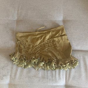 Asymmetrical army green micro mini lacy skirt